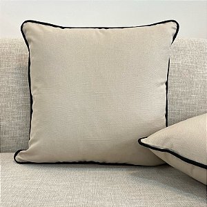 Capa Para Almofada Cotone Linho Com Vivo Preto