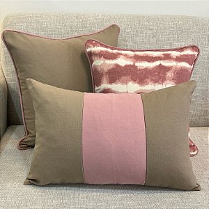 Kit Padrão Tai Dai Rosa Blush e Faixa Vertical Cáqui
