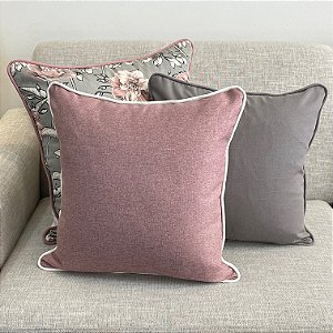 Kit Big Cotone Flores Cinza e Rosa Blush e Cinza