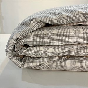 Colcha Solteiro Matelassê Xadrez Cinza