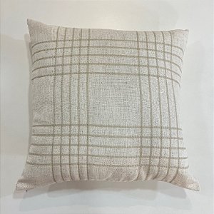 Capa Para Almofada Linho Cru Bordada Xadrez Cru