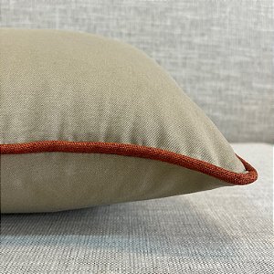 Capa Para Almofada Cáqui Com Vivo Tijolo