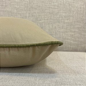 Capa Para Almofada Cáqui Com Vivo Verde