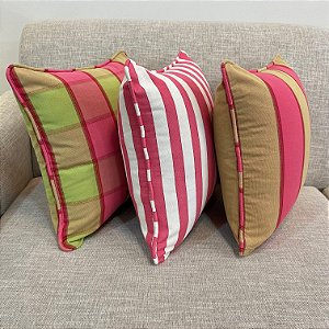 Kit 3 Capas Listra e Xadrez Rosa Choque