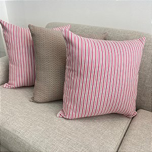Kit 3 Capas Listrinha Rosa e Chevron Camurça