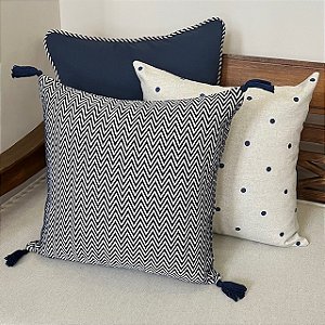 Kit Poá Bordada Azul Marinho e Chevron Mescla Azul Marinho