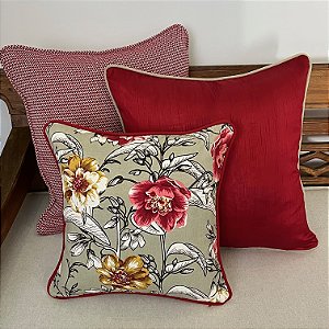 Kit Mini Chevron Vermelho e Flores Mostarda e Vermelho