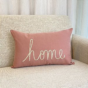 Capa Para Almofada Rosa Blush Bordada Home