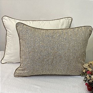 Porta Travesseiro Dupla Face Cotone Chevron Bege