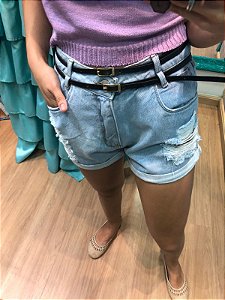 shorts jeans destroid com cintos blogueira