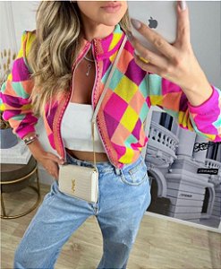 jaqueta curta colorida modal inspiração zara dupla costura