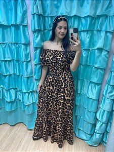 vestido longo animal print ciganinha com bojo