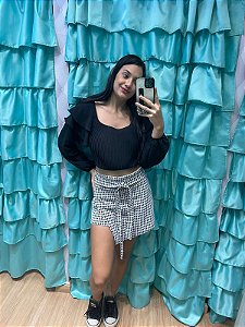 cropped de manga longa preto feminino com bojo