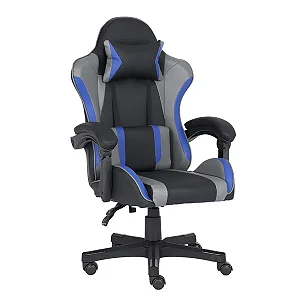 CADEIRA GAMER BEST GAMER 710A RECLINÁVEL EM COURO SINTÉTICO PRETO COM AZUL