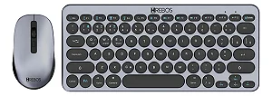 KIT TECLADO E MOUSE SEM FIO + BLUETOOTH HREBOS PREMIUM ZENKEYS IF241 + IF-762 CINZA