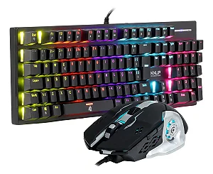 KIT GAMER TECLADO MECÂNICO SWITCH BLUE + MOUSE GAMER 3600DPI KNUP MADSET TE131