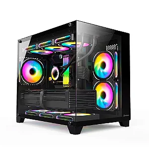 GABINETE GAMER HUSKY DOME 210 MINI TOWER M-ATX LATERAL E FRONTAL EM VIDRO PRETO