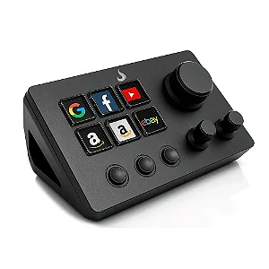 MESA CONTROLADORA RISE MODE STREAMING VISION 01 SOUND 6 TECLAS LCD 3 BOTÕES ROTATIVOS E 3 FUNCIONAIS USB PRETO