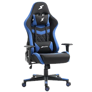CADEIRA GAMER SUPERFRAME SPORT RECLINÁVEL 2D PRETA E AZUL