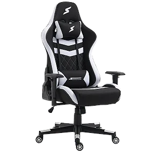 CADEIRA GAMER SUPERFRAME SPORT RECLINÁVEL 2D PRETA E BRANCA