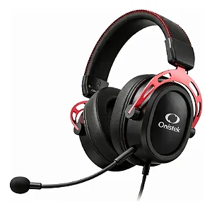 HEADSET GAMER ONISTEK ON-FN650 PRETO COM VERMELHO USB-C E USB-A