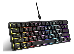 TECLADO GAMER MECÂNICO SWITCH BLUE RETROILUMINADO KNUP MADSET TE152 PRETO COM LED RAINBOW