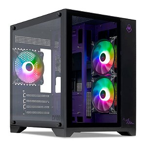GABINETE GAMER MANCER CV100 PURPLE EDITION MID-TOWER LATERAL DE VIDRO PRETO