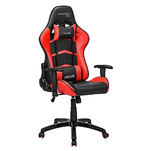 CADEIRA GAMER MYMAX MX5 RECLINÁVEL EM COURO SINTÉTICO PRETO COM VERMELHO