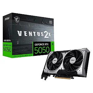 PLACA DE VÍDEO MSI GEFORCE RTX 5050 8G VENTUS 2X OC NVIDIA GEFORCE 8GB GDDR6 128 BITS 2617 MHZ DLSS 4 RAY TRACING