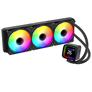 WATER COOLER 360MM ROUND5 BOREAH PRETO COM DISPLAY DE TEMPERATURA PARA INTEL E AMD