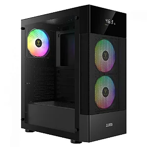 GABINETE GAMER GAMDIAS AURA GC5 PRETO COM DISPLAY DE TEMPERATURA