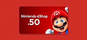 Cartão Nintendo Eshop Crédito Switch $50 Dólares Código Digital