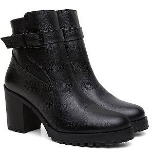 Bota Coturno Feminina 3904 Preto Bico Fino