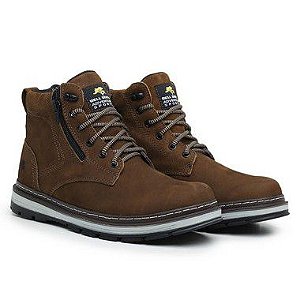 Bota Couro Zíper Lateral Masculino - Osso