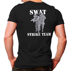 Camiseta Militar Estampada SWAT Strike Team | Preta - Atack