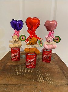 Kit Chocolate Ferrero + Urso Pelúcia Chaveiro + Balão PP