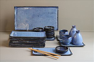 Jogo de Sushi Retangular Borda Lisa 10 P Esmalte: Tiquira