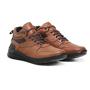 Tênis Casual Masculino De Couro Legítimo Everest - 45120 Whisky