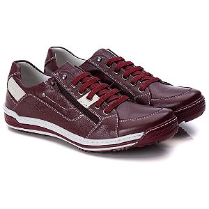 Sapatênis Masculino De Couro Legitimo Comfort Shoes - 3015 Bordo