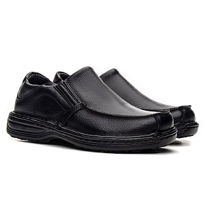 Sapato Masculino De Couro Legítimo Pro Alívio - 8100 Preto