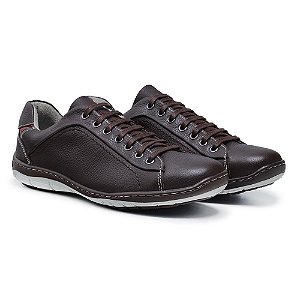 Sapatênis Masculino De Couro Legitimo Comfort Shoes - 4001 Café