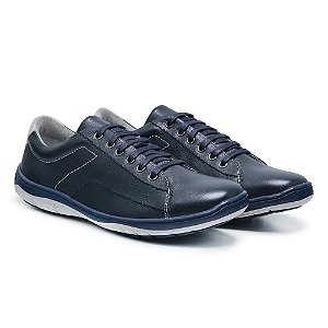 Sapatênis Masculino De Couro Legitimo Comfort Shoes - 4003 Azul