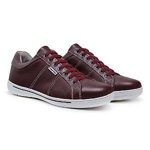 Sapatênis Masculino De Couro Legitimo Comfort Shoes - 4005 Bordo