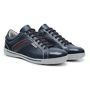 Sapatênis Masculino De Couro Legitimo Comfort Shoes - 4007 Azul