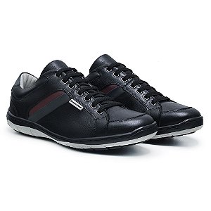 Sapatênis Masculino De Couro Legitimo Comfort Shoes - 4008 Preto