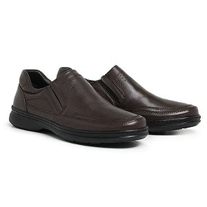 Sapato Masculino de Couro Legítimo Comfort Shoes - Ref. 6021 Café
