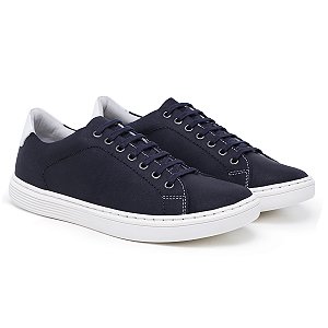 Tênis Casual Masculino De Couro Legitimo Comfort Shoes - 4051 Azul Marinho