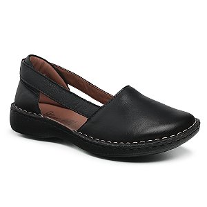 Sandália Feminina De Couro Legítimo Comfort - 10201 Preto