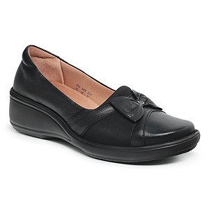 Sapato Feminino De Couro Legítimo Comfort - 10105 Preto