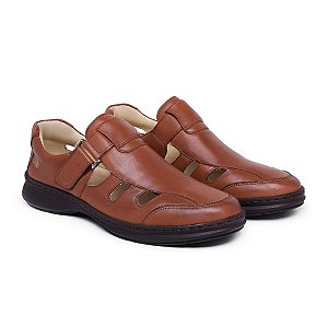 Sandália Masculina De Couro Legítimo Comfort Shoes - 8008 Havana